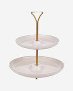 Bone China Shallow 7"/9"/11" 3-Tier Round Plate with Gold Stand – Elegant Serving Set for Appetizers, Desserts, and Snacks