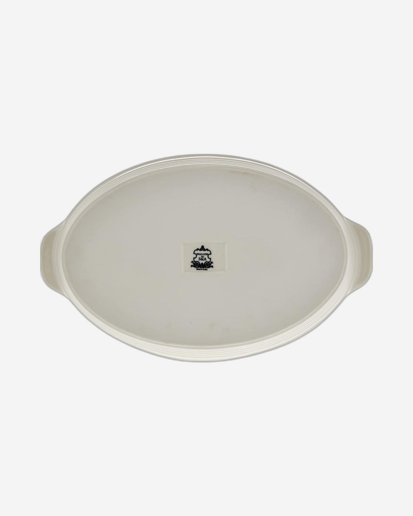 Bone China Shallow 16"/8" 2-Tier Oval Baker with Gold Stand, White - Elegant Porcelain Baking and Serving Dish Set