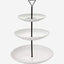 Shallow 3-Tier Serving Set, White Porcelain with Metal Stand - Elegant Serving Set for Snacks, Appetizers, and Desserts