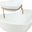 Shallow Porcelain Dip & Chip 2-Piece Set with Gold Stand, White, 30 cm – Elegant Serving Set for Appetizers and Snacks