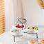 Shallow Porcelain 3 x 13cm Bowls Serving Set with Black Stand Rack