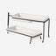 Shallow Porcelain Ceramic 2-Tier Rectangular Plate with Black Stand - Elegant 29cm Serving Display