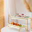 Shallow Porcelain 2-Tier Rectangular Plate with Gold Stand - Elegant 29cm Serving Display
