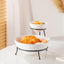 Bone China Shallow Porcelain Chip & Dip Bowl Set with Black Stand Rack - 12cm and 24cm