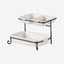 Bone China Shallow Porcelain 2-Tier Rectangular Serving Set with Black Stand Rack - 2x 20cm and 30cm