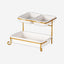 Shallow Porcelain 2-Tier Rectangular Serving Set with Gold Stand Rack - 2x 20cm and 30cm