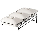 Shallow Porcelain 3-Tier Casserole Set with Black Stand Rack - 30cm x 3