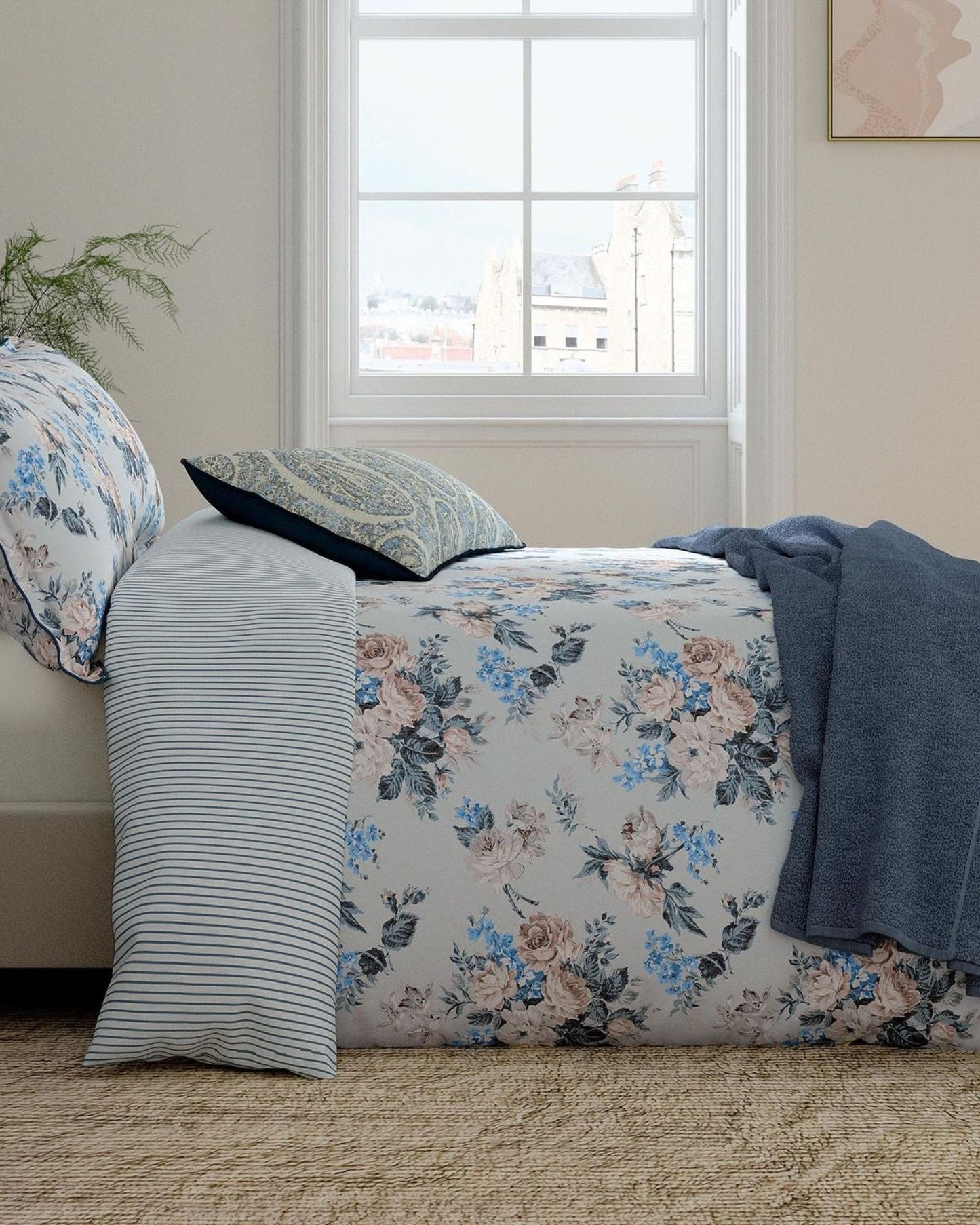Bedeck of Belfast "Delphine" Duvet Cover and Oxford Pillowcase in Chambray Blue