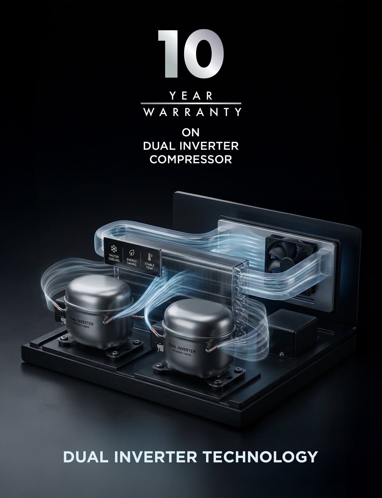 Hoover 540L Metal Cooling Cross Door Refrigerator