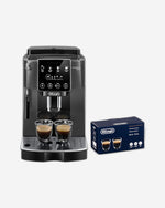  DELONGHI MAGNIFICA START COFFEE MACHINE BLACK ECAM220.22.GB +DELONGHI 2 PIECE ESPRESSO GLASSES CLEAR DLSC310