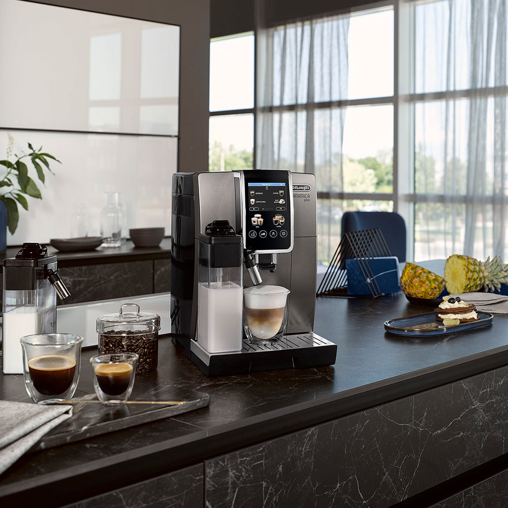 De'Longhi Coffee Machine DINAMICA PLUS Fully Automatic Bean to Cup Coffee Machine, 24+ Functions, Ideal for Espresso, Americano, Cappuccino, Latte, Macchiato & Many More Coffee Recipes ECAM380.95.TB (UAE ESMA Certified)