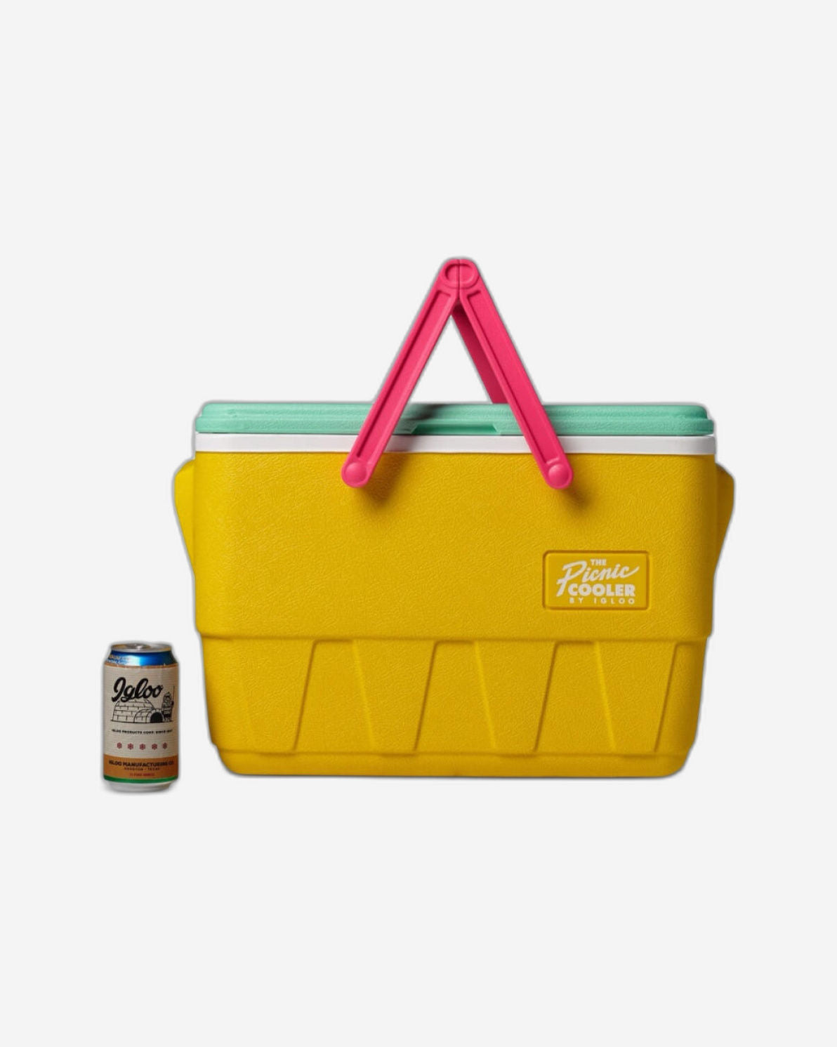 00032793-Igloo-Retro Jade 25 Qt Lunch Picnic Basket Cooler - Yellow,White,Mint,Pink