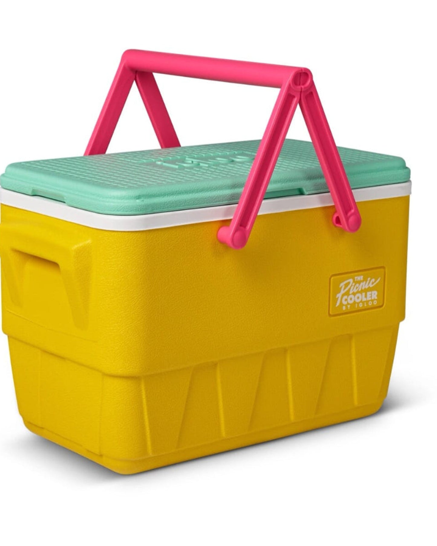 00032793-Igloo-Retro Jade 25 Qt Lunch Picnic Basket Cooler - Yellow,White,Mint,Pink