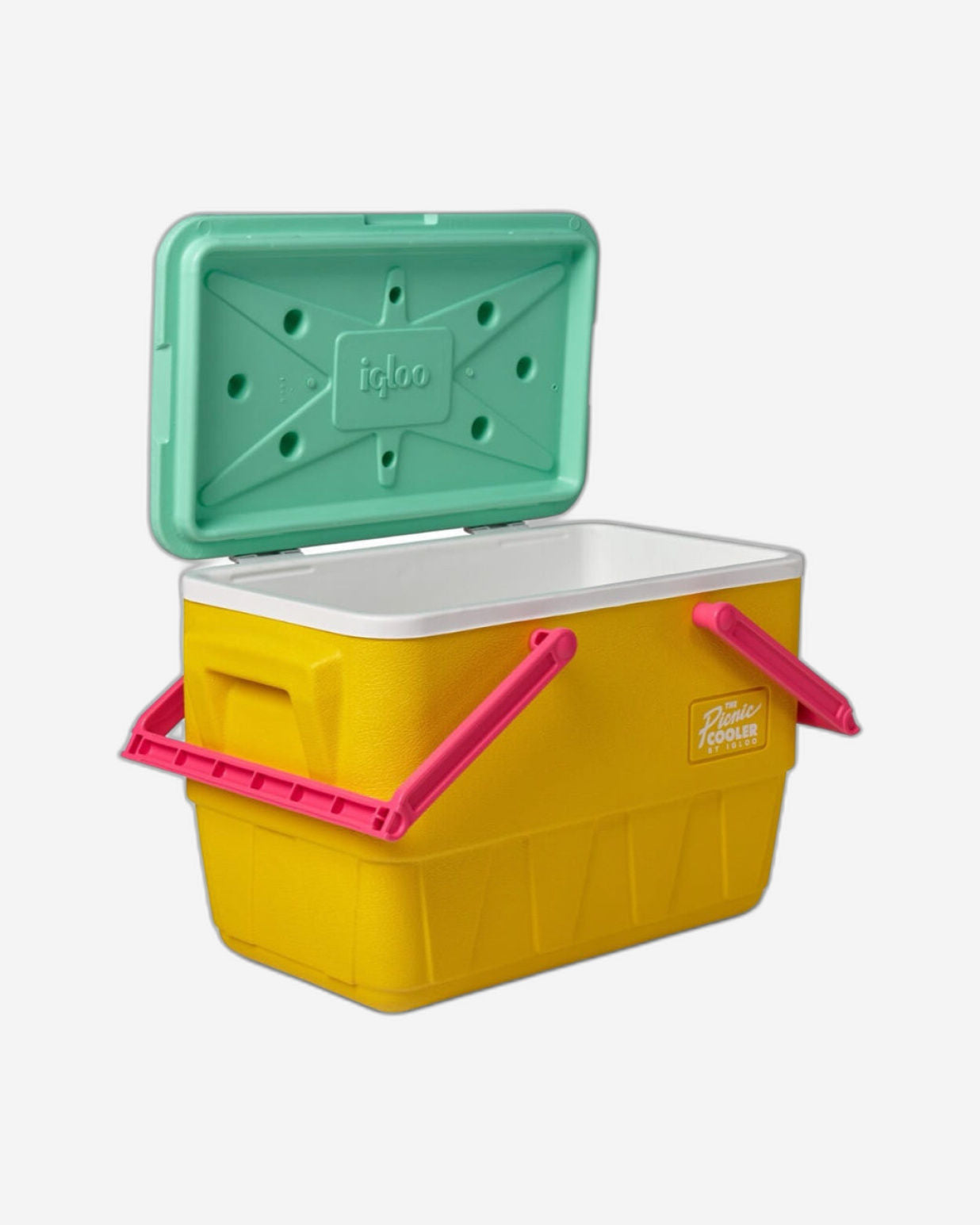 00032793-Igloo-Retro Jade 25 Qt Lunch Picnic Basket Cooler - Yellow,White,Mint,Pink
