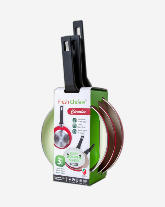 Fresh Choice - CARMINE 3pc PFAS FREE Pressed Aluminum Frypan Set