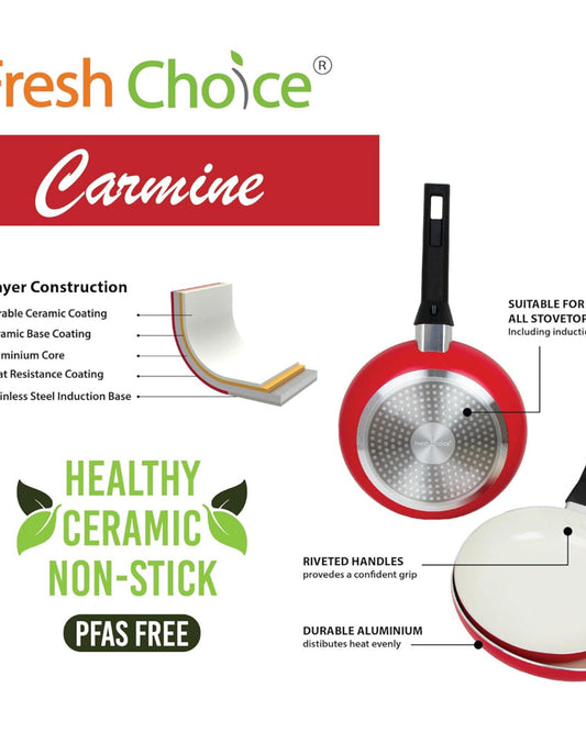 Fresh Choice - CARMINE 3pc PFAS FREE Pressed Aluminum Frypan Set