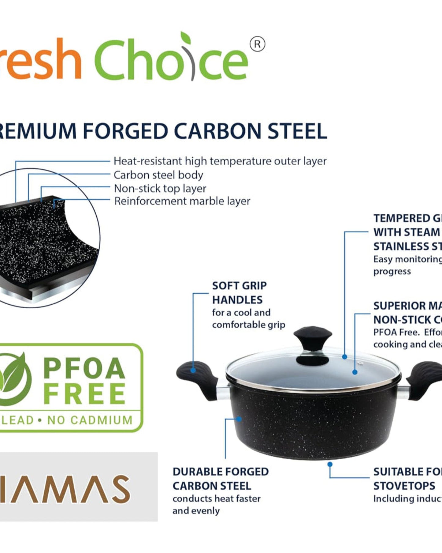 Fresh Choice Diamas Cookware Set 10Pc