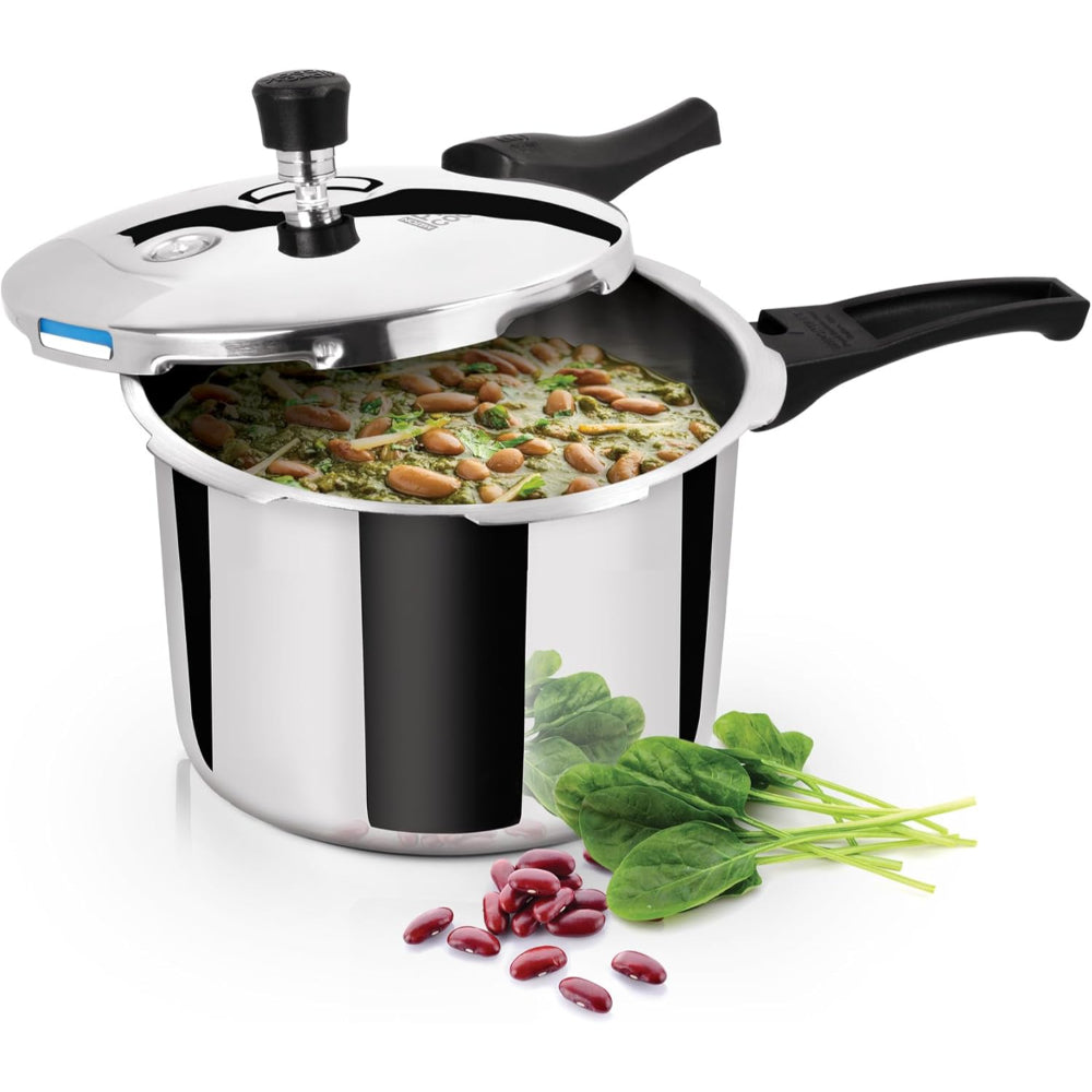Milton Pro Cook Triply Stainless Steel Pressure Cooker With Outer Lid, 3 litre, Silver | Dishwasher Safe | Food Safe | Induction Safe | Hot Plate Safe | Flame Safe