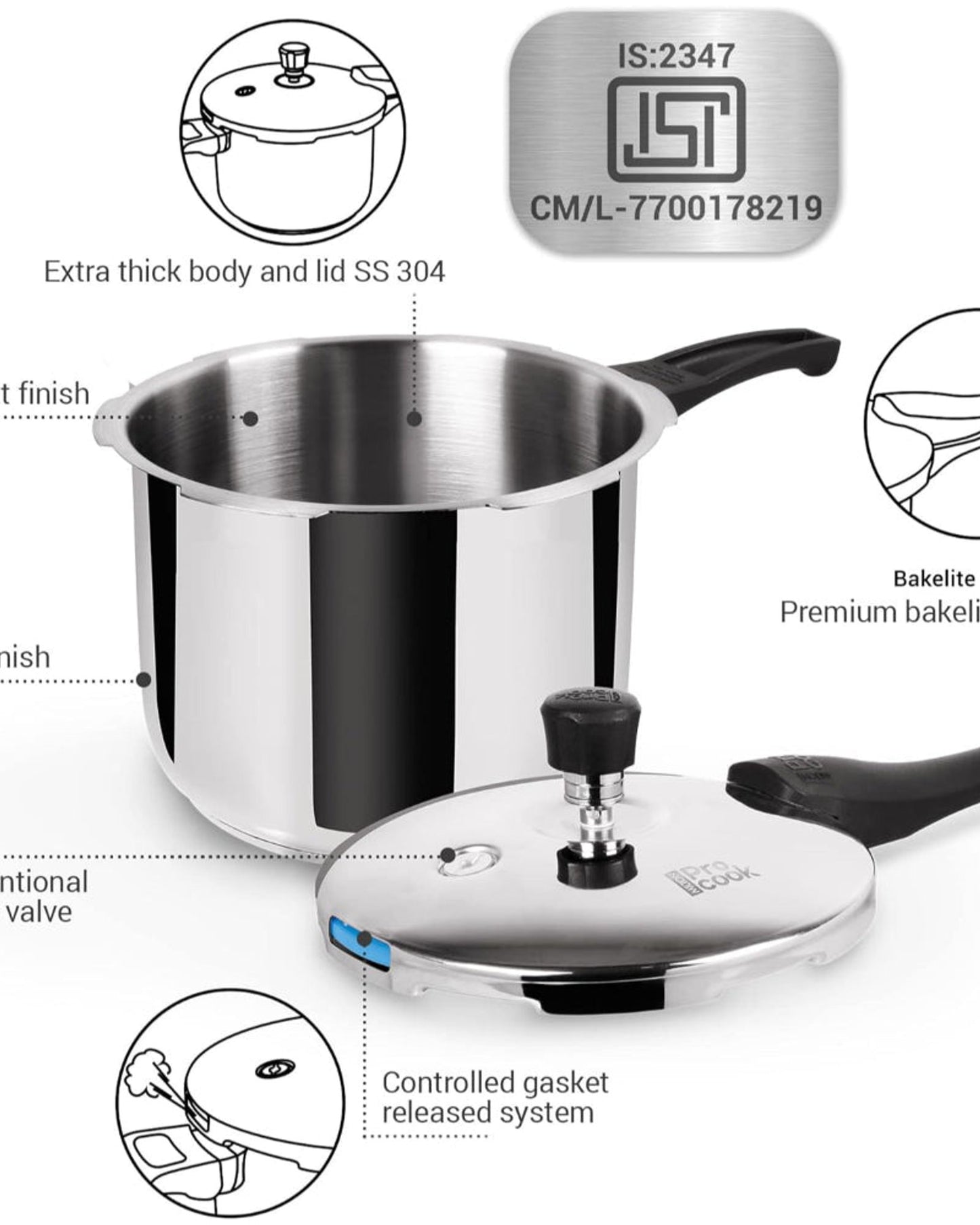 Milton Pro Cook Pressure Cooker 3L Steel