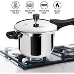 Milton Pro Cook Triply Stainless Steel Pressure Cooker With Outer Lid, 5 litre, Silver | Dishwasher Safe | Food Safe | Induction Safe | Hot Plate Safe | Flame Safe