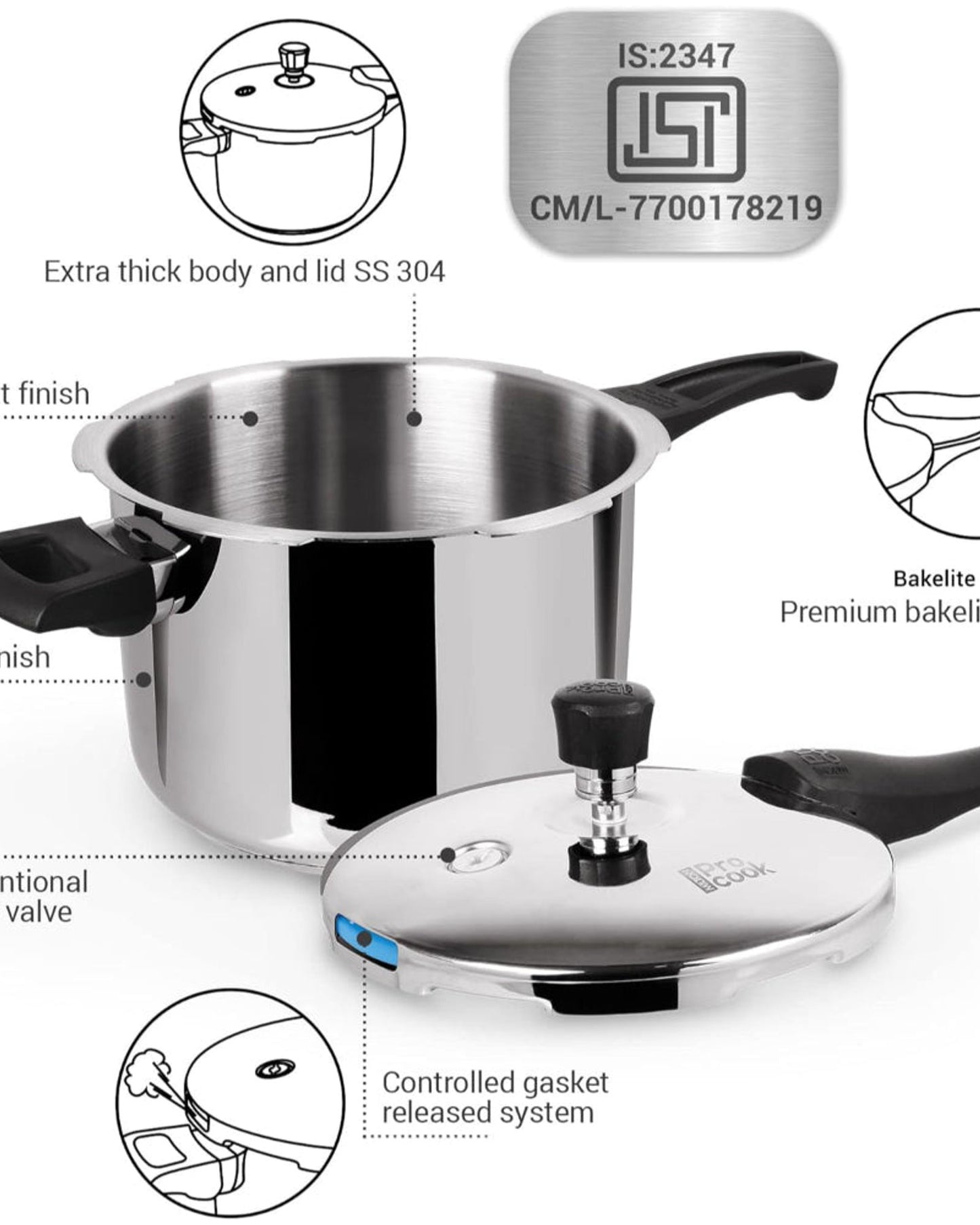 Milton Pro Cook Pressure Cooker 5L Steel