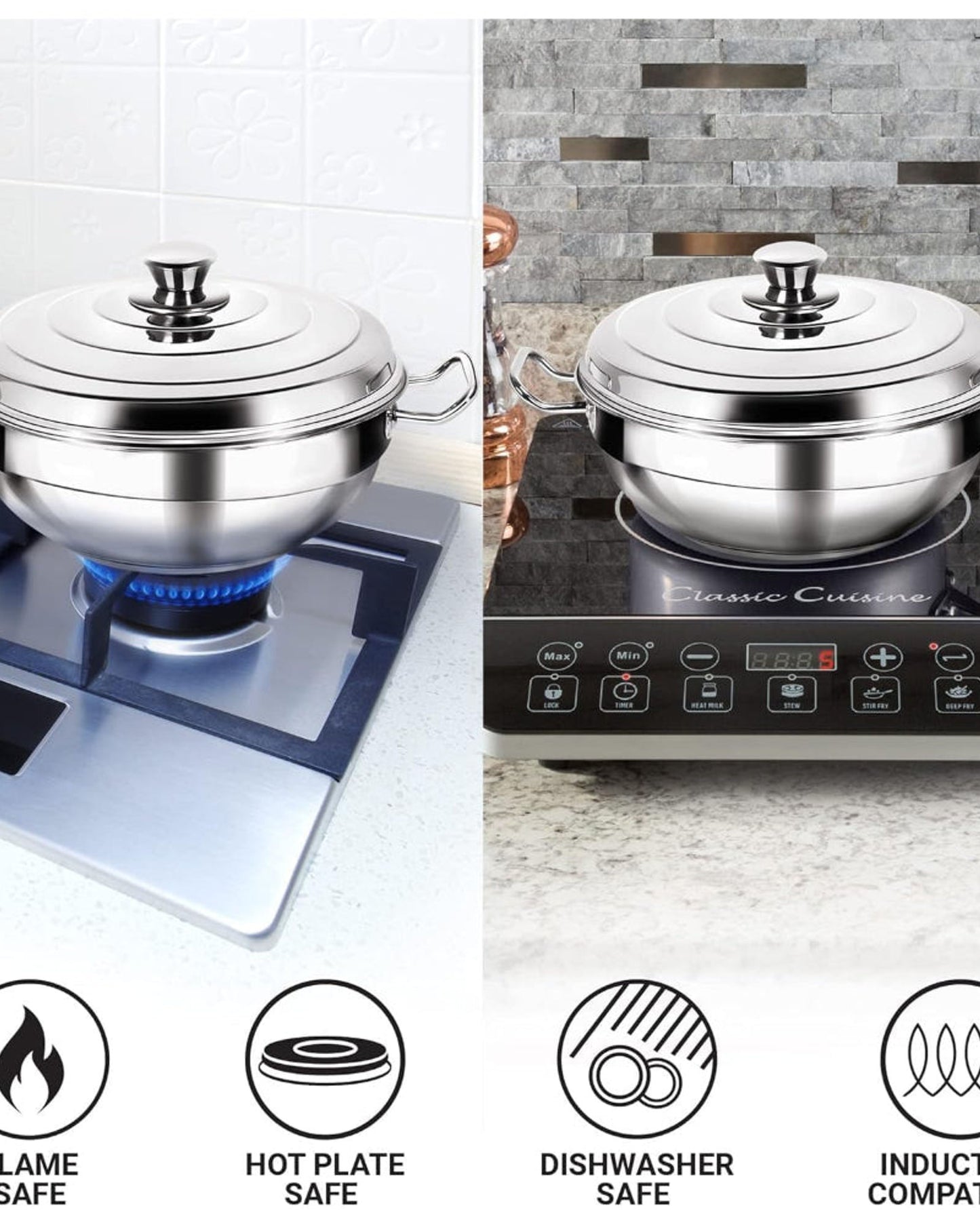 MILTON Pro cook Stainless Steel Multipurpose Kadai with Lid (2 – Regular Idli Plate; 1 - Mini Idli Plate; 1 - Steamer Plate; 2 - Dhokla Plate) All-in-One Multi Pot/Kadhai, Induction & Gas Friendly