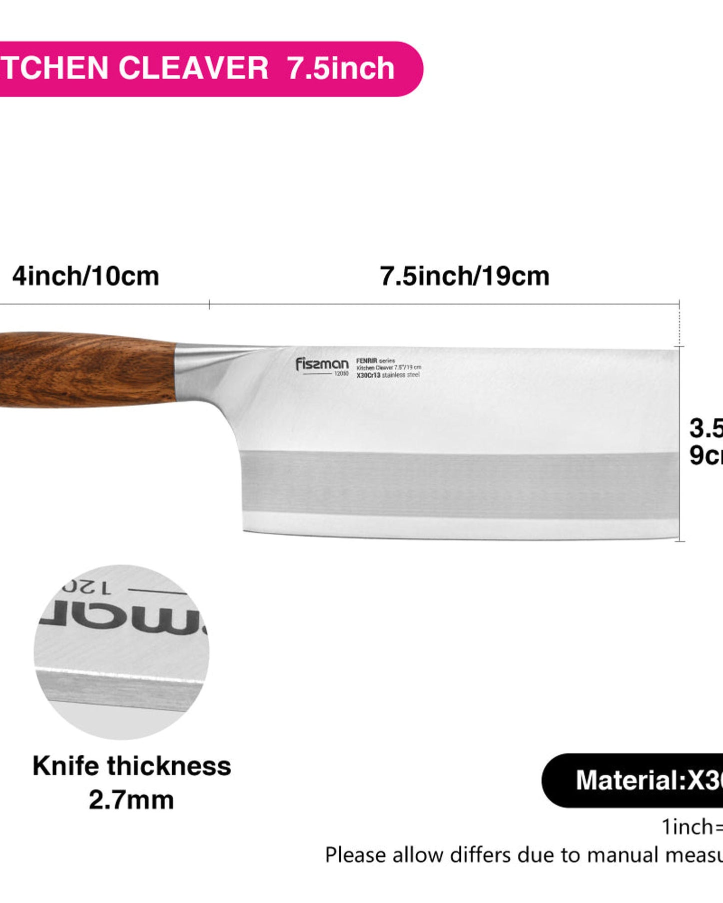 Fissman Cleaver Knife Fenrir 7.5Inch