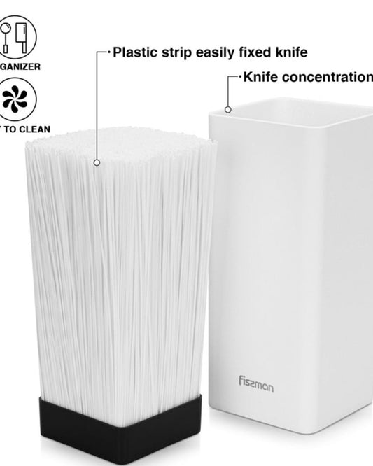 Fissman Kitchen Knife Organizer 10x10x22cm Square Shaped White (Plastic)