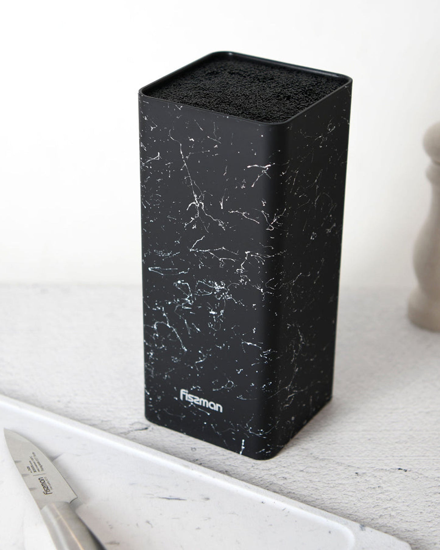 Fissman Knife Organizer Square Black Marble 22cm
