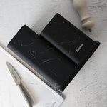 Fissman Kitchen Knife And Utensil Organizer 11x11x23+11x11x17 cm, Black Marble (Plastic)