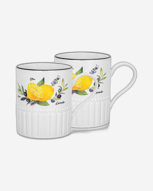 Fissman2-Piece Mugs Lemon Provence Series 400 ml Porcelain