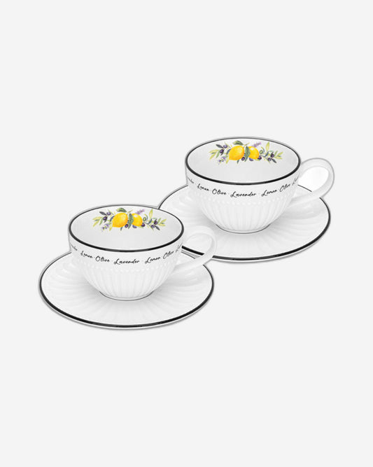 Fissman 2-Piece  Cups Lemon Provence Series 250 ml With Saucers Porcelain