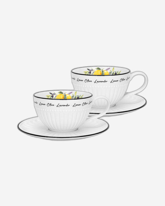 Fissman 2-Piece  Cups Lemon Provence Series 250 ml With Saucers Porcelain