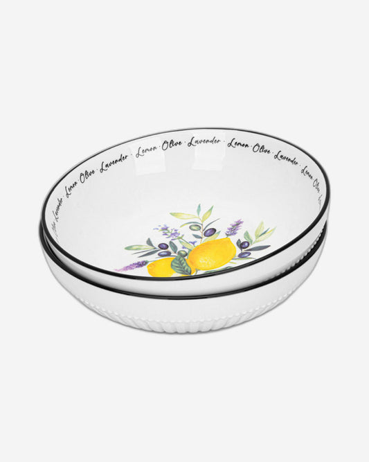 Fissman 2-Piece Deep Plates Lemon Provence Series 18cm Porcelain