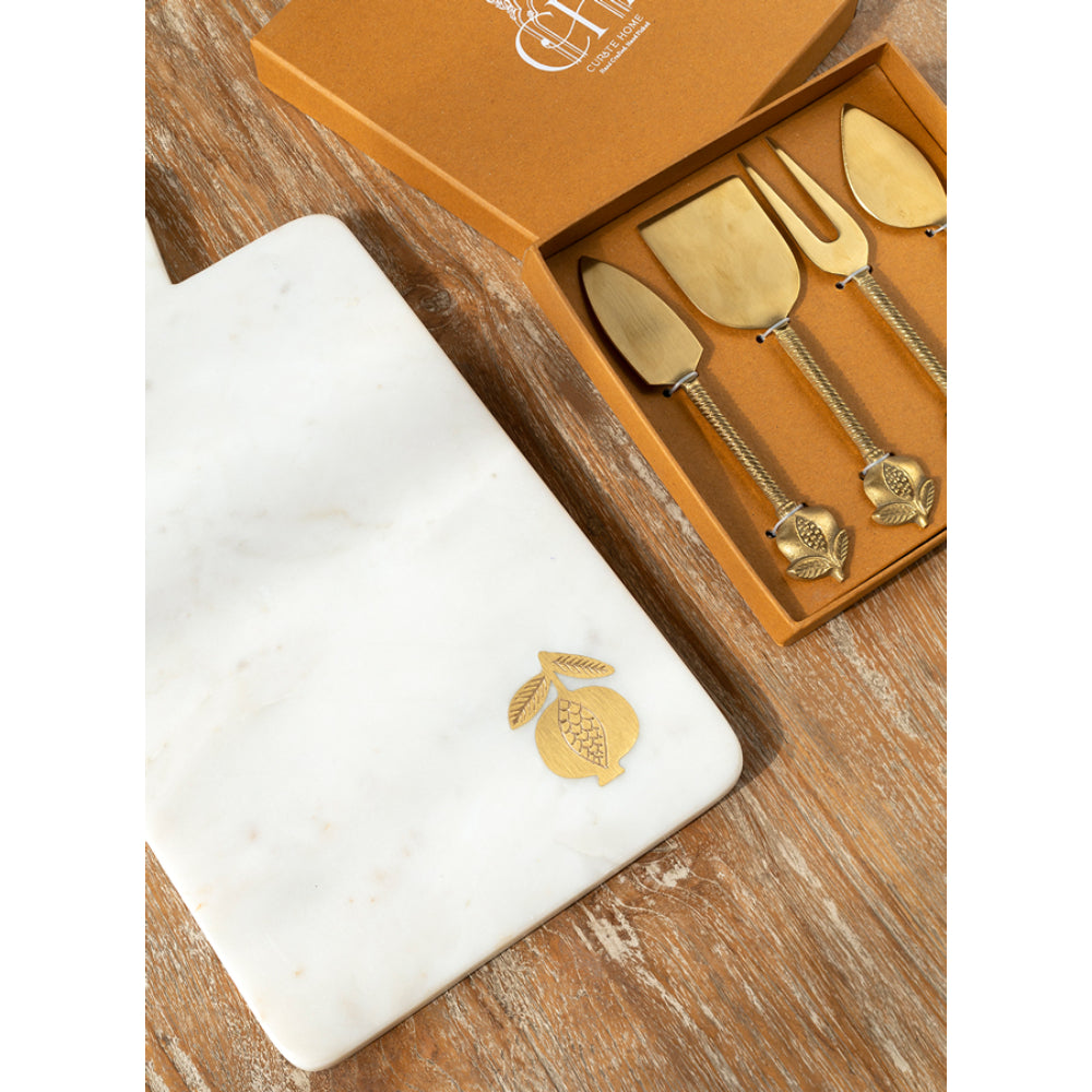 Pomegranate Marble Cheese Board and Knives Set