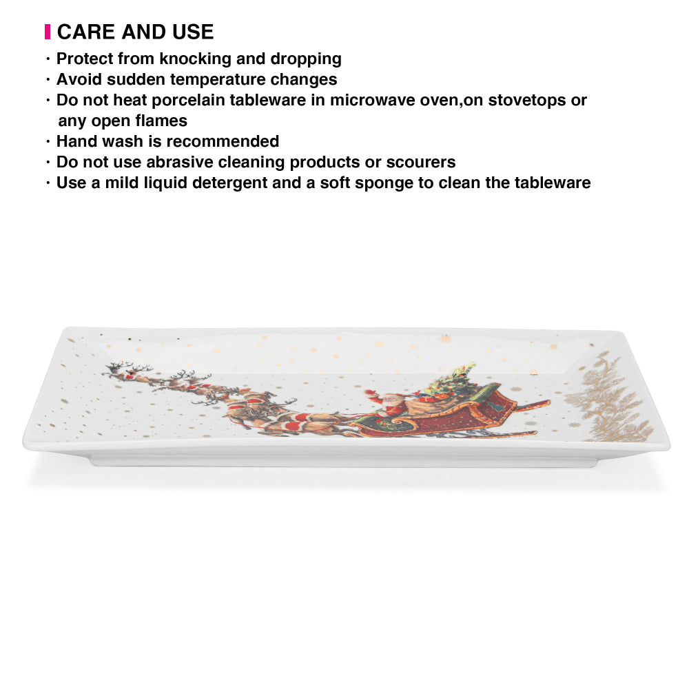 Fissman Rectangular Plate Christmas, 25.5cm, New Bone China