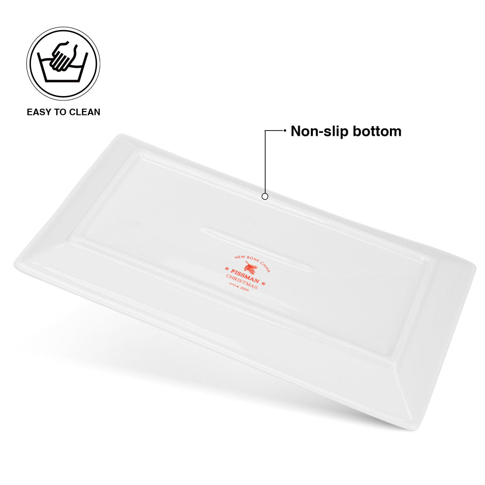 Fissman Rectangular Plate Christmas, 25.5cm, New Bone China