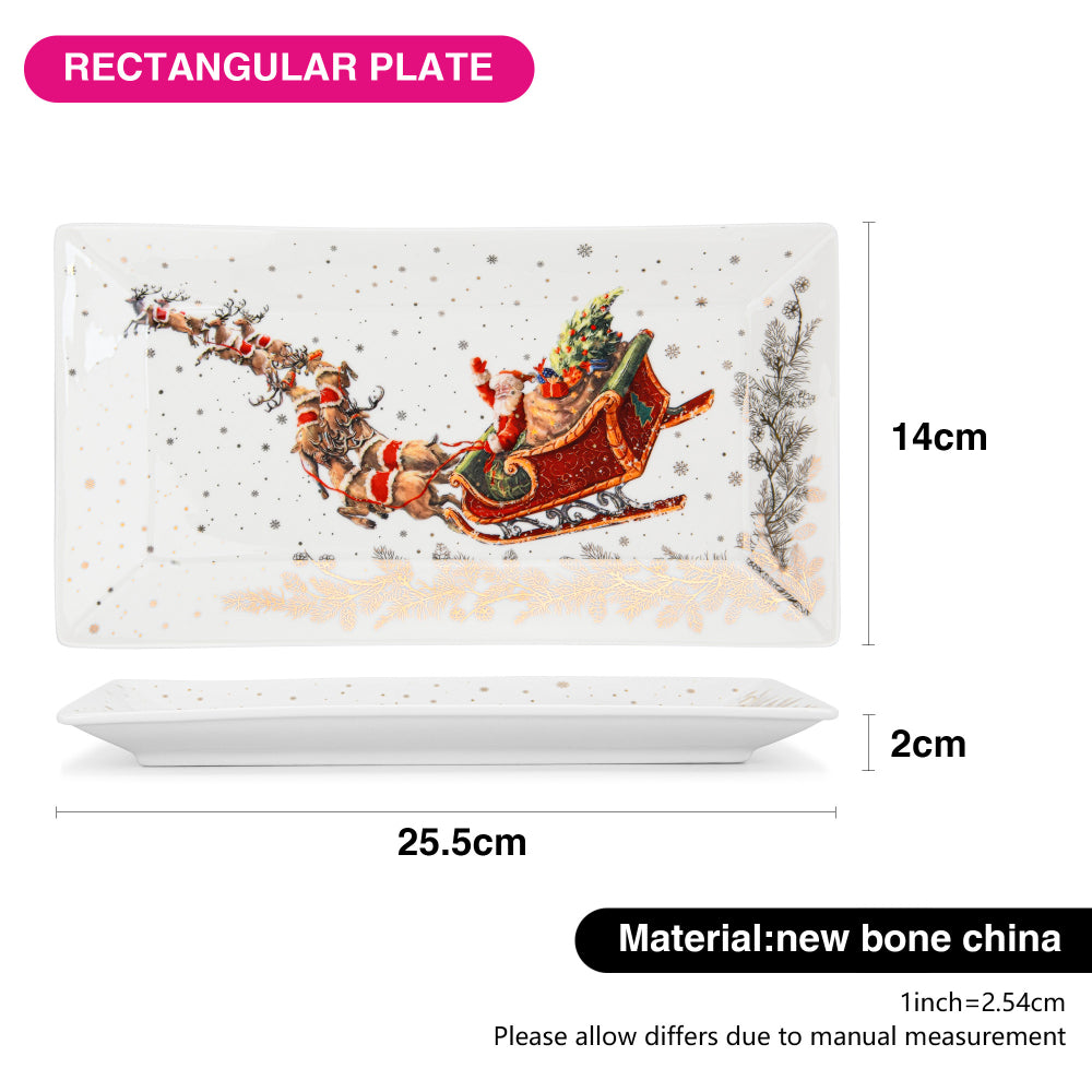 Fissman Rectangular Plate Christmas, 25.5cm, New Bone China