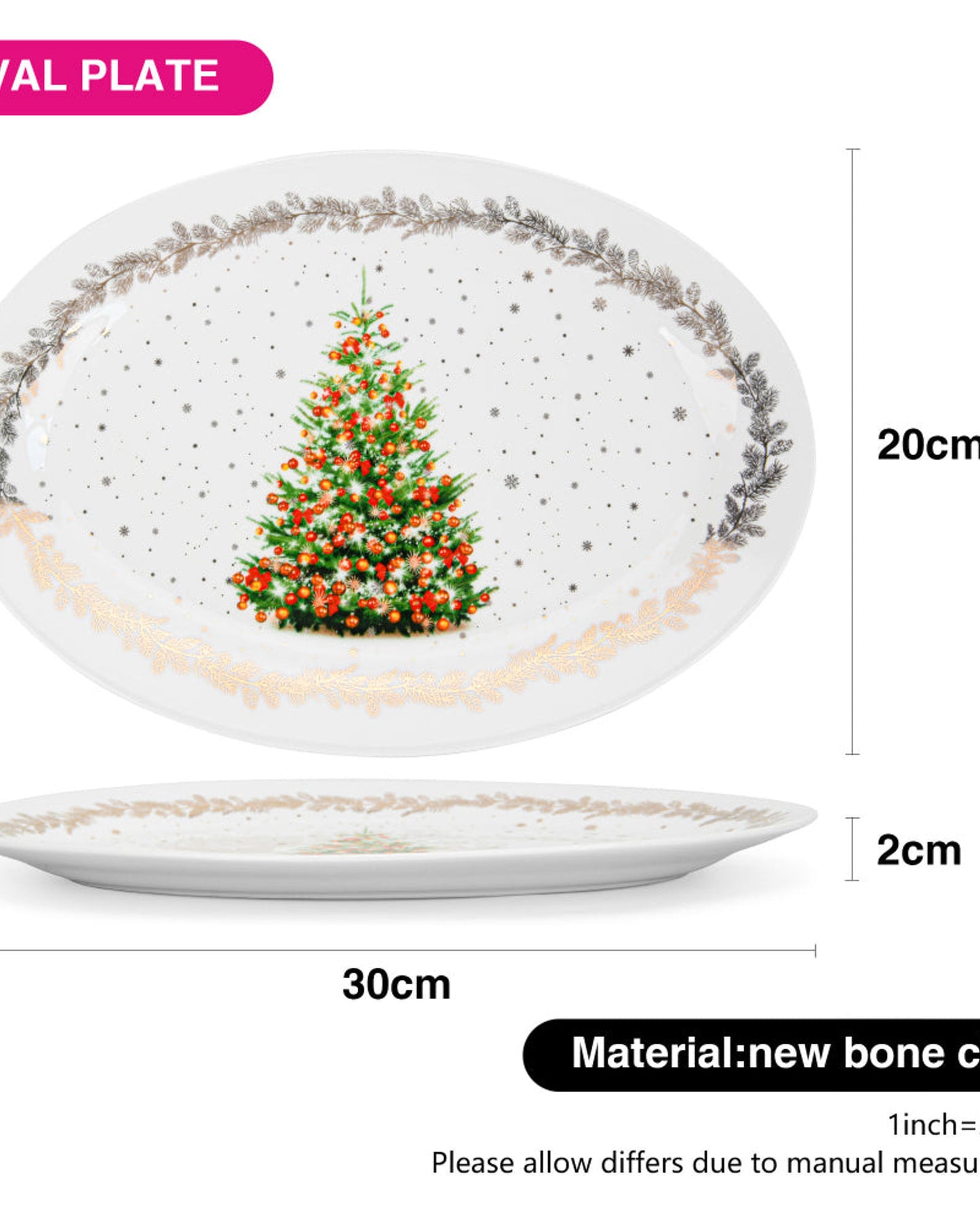 Fissman Plate Christmas Oval 30cm