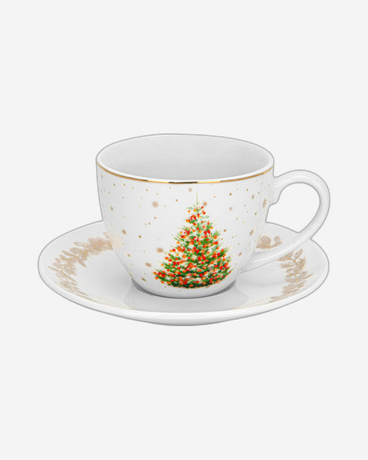 Fissman 2-Piece Cup And Saucer 260ml Christmas New Bone China