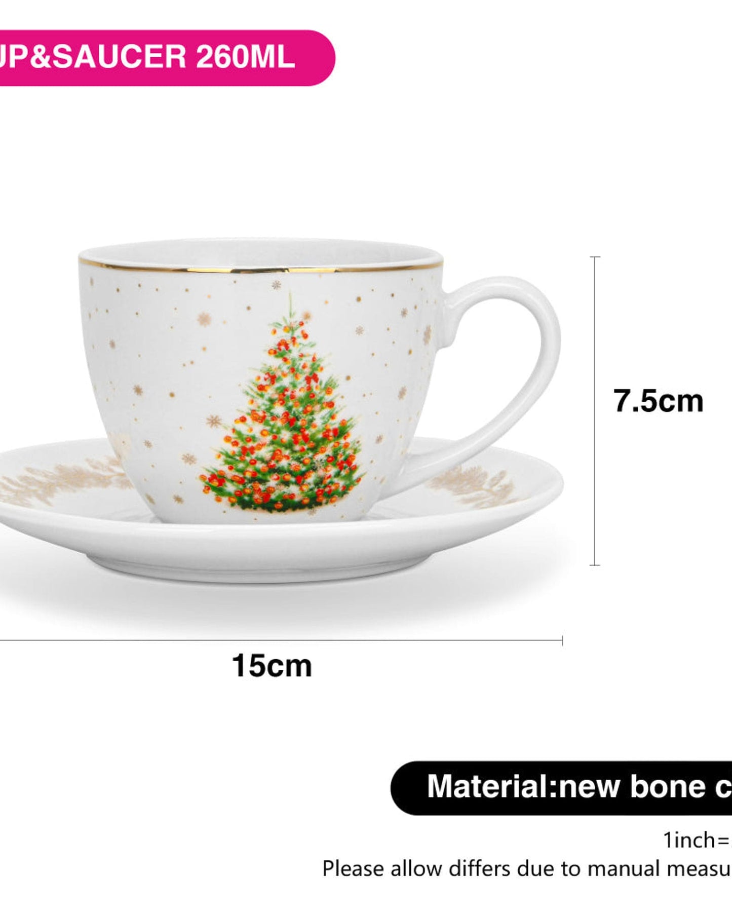 Fissman Cup & Saucer Christmas 2Pc 260ml