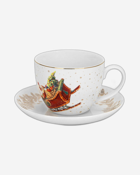 Fissman 2-Piece Cup And Saucer 400ml Christmas New Bone China