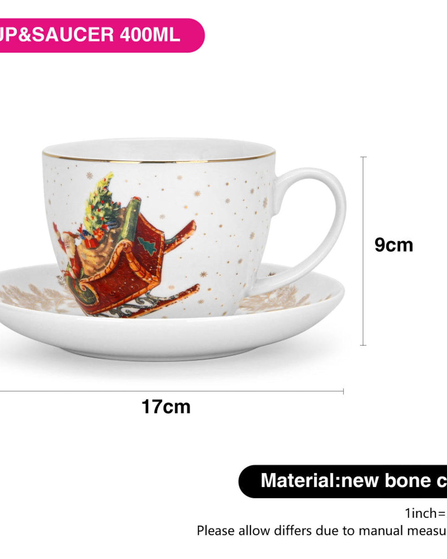 Fissman Cup & Saucer Christmas 2Pc 400ml