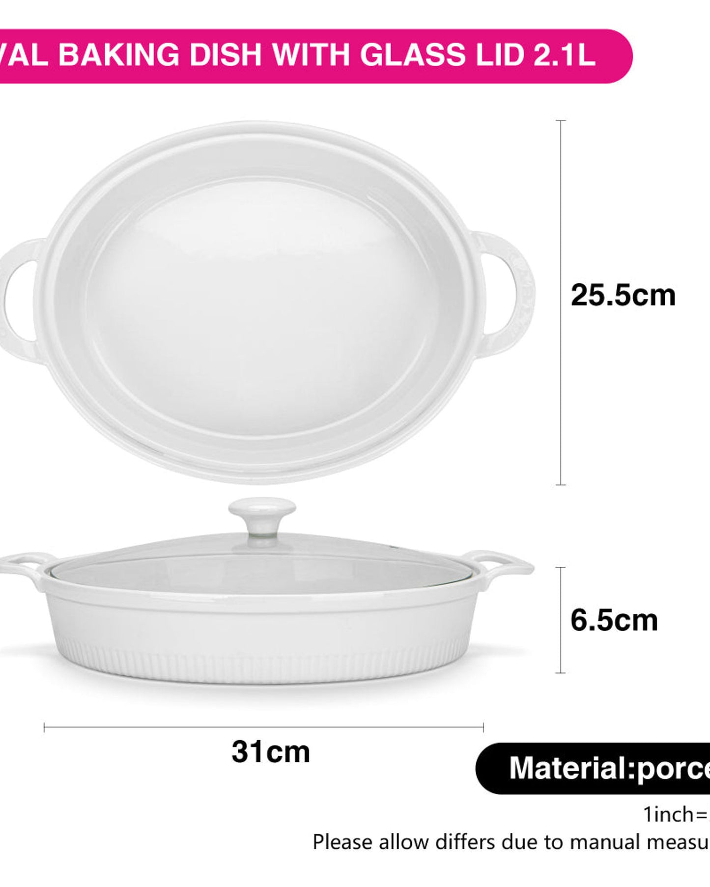 Fissman Dish Oval Porcelain 2.1L