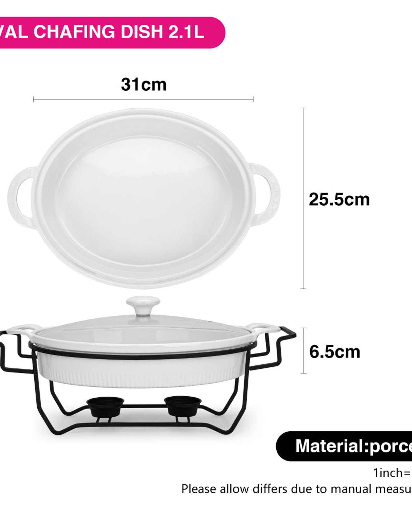 Fissman Chafing Dish Oval Porcelain 2.1L