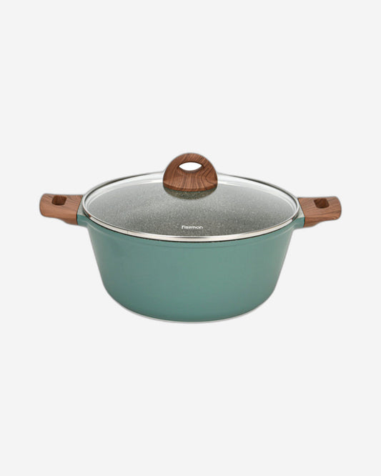 Fissman Stockpot With Glass Lid Firenze Series with Greblon C2 Coating with Induction Bottom Green 28x12.5cm/6.3LTR