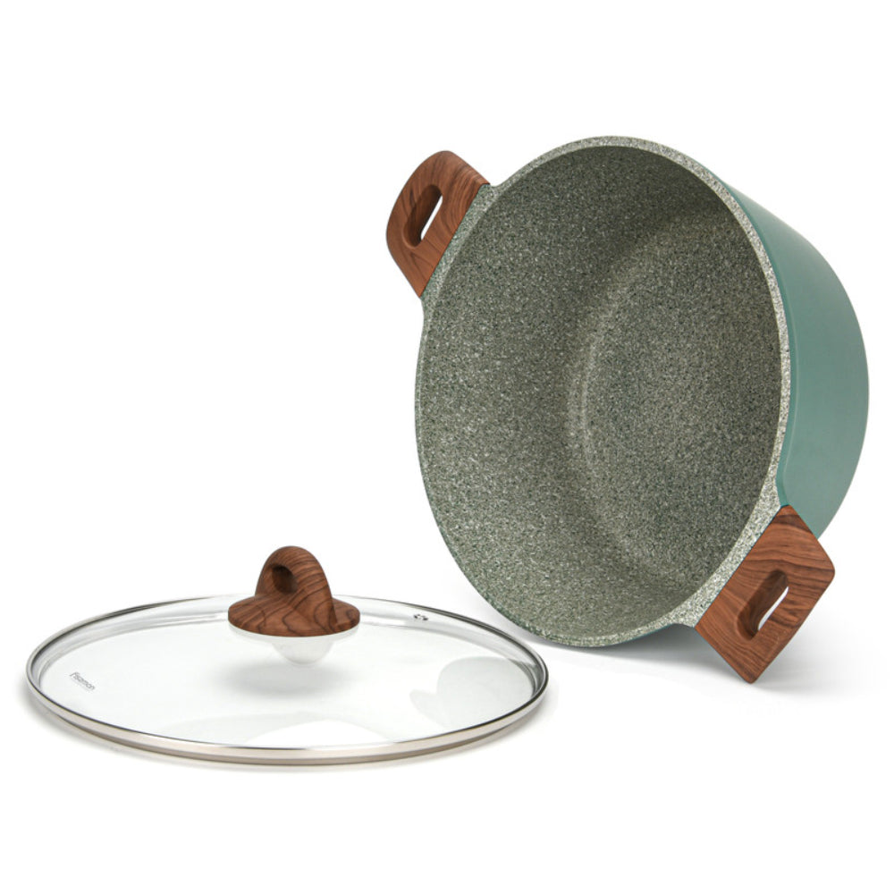 Fissman Stockpot With Glass Lid Firenze Series with Greblon C2 Coating with Induction Bottom Green 28x12.5cm/6.3LTR