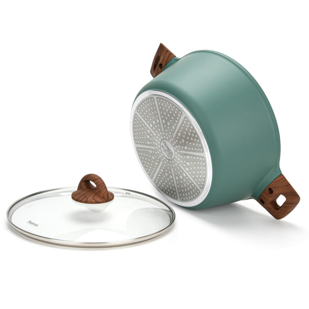 Fissman Stockpot With Glass Lid Firenze Series with Greblon C2 Coating with Induction Bottom Green 28x12.5cm/6.3LTR