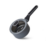 Fissman Saucepan 1.4L with Glass Lid, TouchStone Non-Stick Coating Aluminum Saucepan 16x7.9cm Laura Series