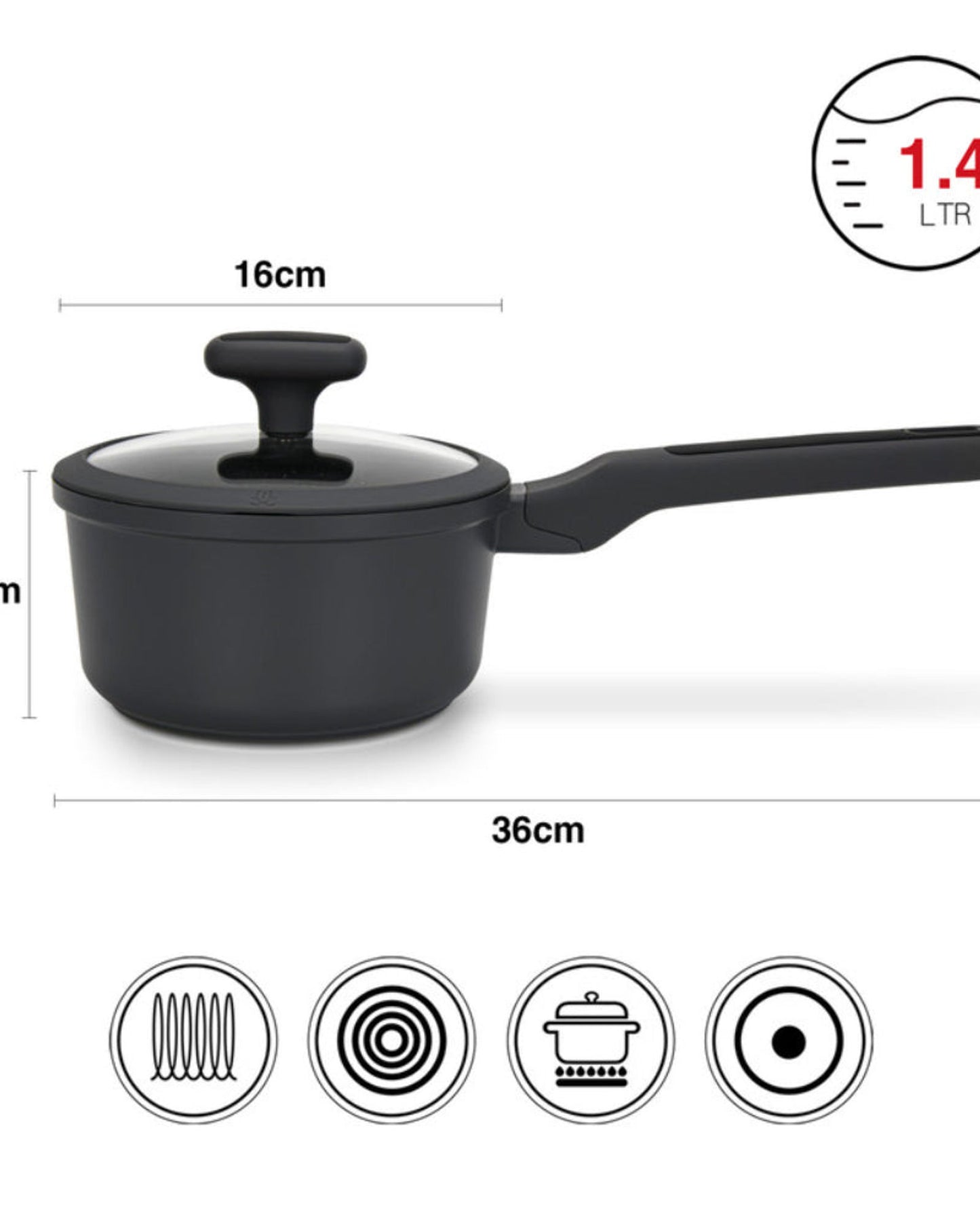 Fissman Saucepan Titanium Pro Aluminum 1.4L Lid